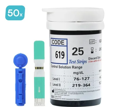Mecura Glucose Teststrips en Lancetten – afbeelding 1