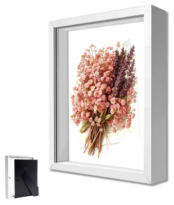 3D-Fotolijst 20x25 cm, weiß, 3 cm Tiefe, für Objekte und Blumen