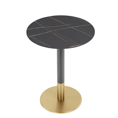Immagine prodotto di Mobili per la ristorazione Tavolo da pranzo Tavolo da cucina per sala da pranzo Tavolo da soggiorno Tavolo da bistrot Pietra sinterizzata nero-oro1 60*75CM