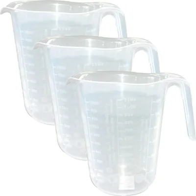 6x Messbecher Kunsstoffmessbecher Meßbecher Meßkanne Kunststoff 1100ml 1,1l
