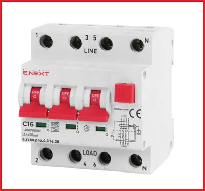 Image de Interrupteur FI+LS RCBO 16A Disjoncteur différentiel type A