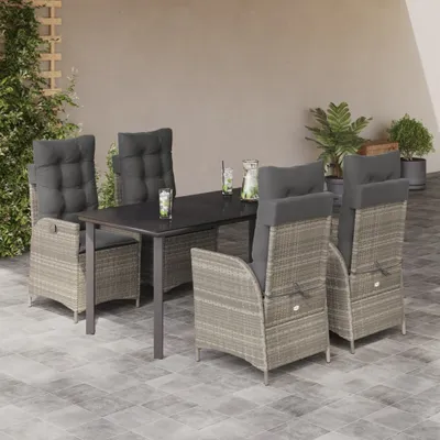 Image de Design 5-pièces salon de jardin avec coussins gris clair Poly rotin, Meubles de jardin 2024 Nouveau
