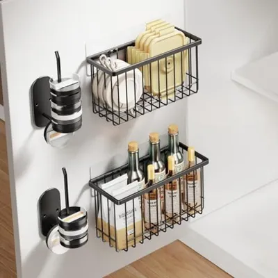 Produktbild von PromoHome® 4-teiliges Set Selbstklebende Schranktür-Organizer – Deckel-Organizer für Küchenschrank – Aufbewahrungshalter für