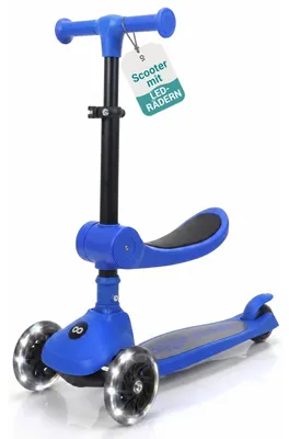 Produktbild von SereneLife Kinderroller ab 3 Jahre in Blau – LED Tretroller faltbar höhenverstel