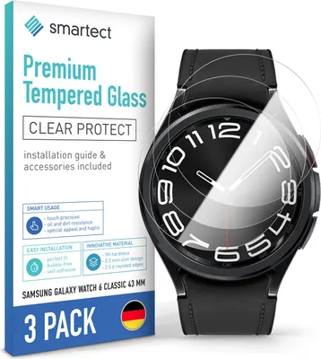 Produktbild von 3x Schutzglas Panzerfolie für Galaxy Watch 6 Classic 43mm Displayschutz Hartglas