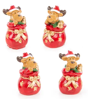 Produktbild von 4 kleine Rentiere rot braun Gold Weihnachten Geschenk 3,5 cm