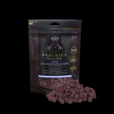 Produktbild von SNACKIES Feine Straussenfleischwürfel 350 g