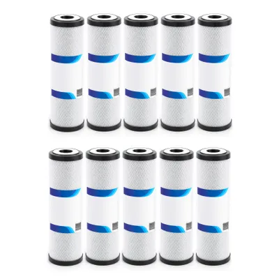 Produktbild von KLARWOD (10 Stück) Wasserfilterpatrone 10" Carbon Block Wasserfilterkartusche Aktivkohle CTO | ganze Haus Filtration Universal Ersatz | Umkehrosmose