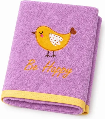 Produktbild von Egeria Kinder Duschtuch - Be Happy, Vogel, lila 70 x 130 cm Be Happy, Vogel, lila