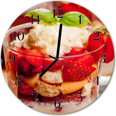 Produktbild von Glasuhr Wanduhr Küchenuhr Echt-Glas 30fi cm Früchte rot