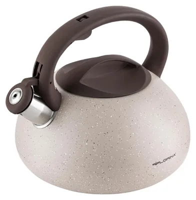 Productafbeelding van Inductiekookplaat waterkoker, 2,5 liter, fluitketel, roestvrij staal, theepot, beige, nieuw, merk FLORINA