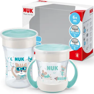 Produktbild von NUK Trinklernbecher Duo-Set Magic Cup & Mini Magic Cup | auslaufsicherer 360°-Trinkrand | 6+ Monate | -frei | 160 ml & 230 ml | mint