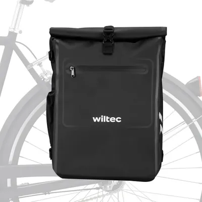 Produktbild von Wiltec Torba na bagażnik 3 w 1 czarna, plecak rowerowy 25 l, torba na bagażnik z przegrodą na laptopa, wodoodporna torba rowerowa