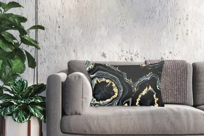 Produktbild von MuchoWow® Zierkissen Sofakissen Wohnzimmer Dekokissen 60x40 cm Geode - Gold - Marmor - Steine - Kopfkissen - Polster mit Foto