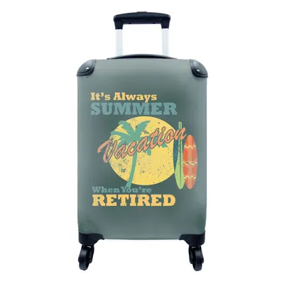 Produktbild von MuchoWow® Koffer Handgepäck Trolley Rollkoffer Kleine Reisekoffer mit 4 Rollen - Vintage - Sommer - Surfen - Cabin Size < 55x40x23 cm & 55x40x20 cm - Fotokoffer - Kabinenkoffer - Boardgepäck - Reise-Box - Reisekoffer - Reisegepäck - Koffer mit Bild - Trolley für Kinder
