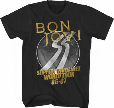 Productafbeelding van Bon Jovi - "Slippery When Wet World Tour" T-shirt voor dames, model TV30093 (XL), zwart