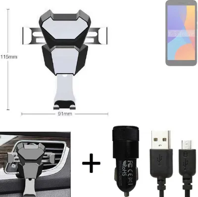 Produktbild von K-S-Trade KFZ Halterung kompatibel mit Alcatel 1 (2021) Halterung Lüftungshalterung Lüftungsschlitz schwarz-silber Autohalterung Handy inkl. KFZ