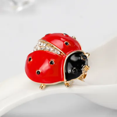 Produktbild von Damen-Schal-Accessoire, niedliche Marienkäfer-Strass-Brosche, Insekt-Brustnadel