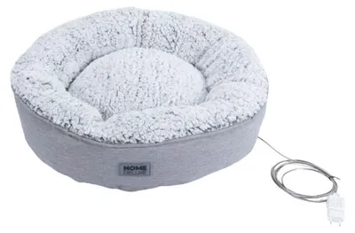 Produktbild von HOME DELUXE - Beheizbares Haustierbett COMFY - 50 x 50 x 13 cm, Farbe: Grau, Baumwollfüllung, Stecker mit USB Anschluss I Hundebett Hundekissen Bett für Katzen