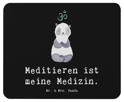Produktbild von Mr. & Mrs. Panda Mouse Pad Panda Meditieren - Schwarz - Geschenk, Meditationskurs, Meditation, mousematte, pc mausunterlage, Mousepad, mauspad laptop