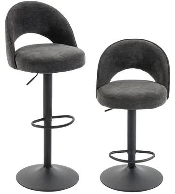 Produktbild von HOMCOM Barhocker 2er Set Drehbar Höhenverstellbar Barstuhl mit Rückenlehne