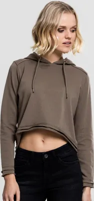 Produktbild von Urban Classics Damen Hoodie Ladies Cropped Terry Hoody Army Green-L