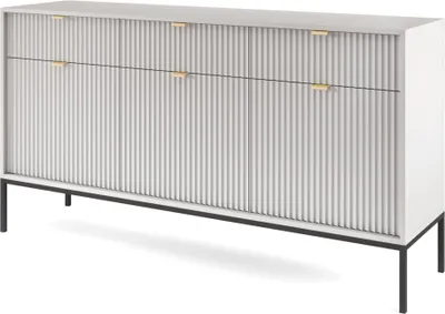 Obrázok produktu pre Komoda NANAIMO KSZ154 - sivá - zlaté úchyty - 3 zásuvky - šírka 154 cm, výška 83 cm, hĺbka 39 cm