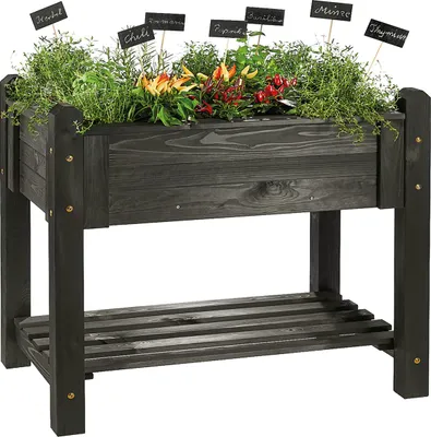 Produktbild von Hochbeet PREMIUM schwarz aus Holz, Kräuterbeet Gartenbeet