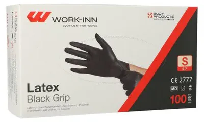 Produktbild von "WORK-INN/PS" Handschuhe, Latex puderfrei "Black Grip" schwarz Größe: S