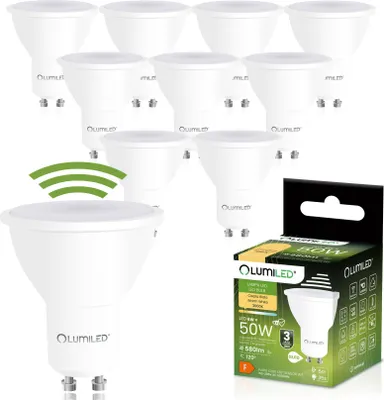 Produktbild von LUMILED GU10 LED Lampe PAR16 Leuchtmittel mit Bewegungsmelder PIR Sensor 6W Ersetzt 50W Halogenlampen 580lm 3000K Warmweiß 120° Abstrahlwinkel 10er Pack Energieeffizient Nicht dimmbar