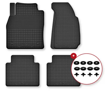 Produktbild von Gummi-Fußmatten für VW ID.7 2023- (Kombi/Liftback) – 4-tlg, Schwarz, Semi-Universal, angepasst – Wielganizator Semi-Universal