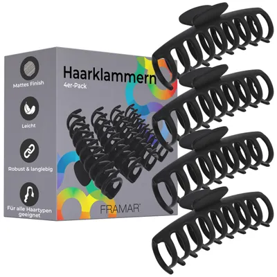 Produktbild von FRAMAR Haarklammer Groß für dickes Haar, Haarspangen Damen, Schwarz
