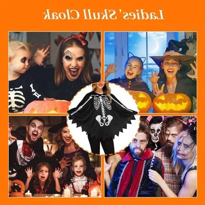 Poncho mit Skelettdesign für Halloween-Kostüm für Erwachsene - Perfekt für Karneval und Día de los Muertos Feierlichkeiten