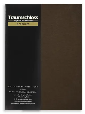 Produktbild von Traumschloss Premium Edel-Jersey Spannbettlaken 180-200 x 200-220 cm schoko 165g/m², 95% gekämmte Mako Baumwolle, 5% Elasthan
