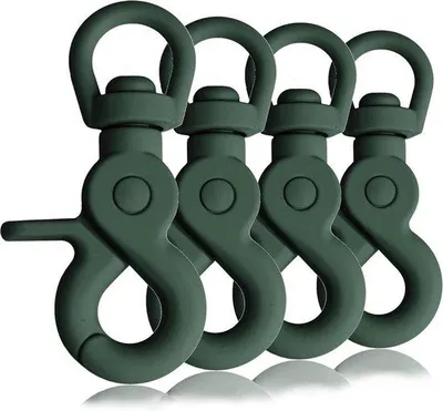 Obrázok produktu pre Sada štyroch karabín s silikónovým povrchom a otočným kĺbom pre obojky a paracord 550 – dĺžka 61 mm