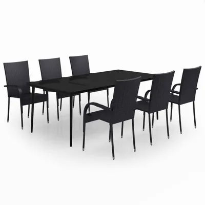 Produktbild von vidaXL 7-tlg. Garten-Essgruppe Schwarz