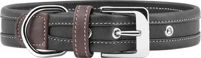 Produktbild von Knuffelwuff Weiches Echtleder Hundehalsband Midpines 40-47cm Schwarz