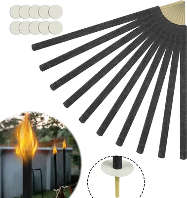 Image de LARS360 10 flambeaux Temps de combustion 100 min, Torches de cire naturelle Torches pour l'extérieur, avec poignée extra longue, Torches pour enfants Jardin Extérieur Randonnée aux flambeaux
