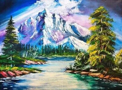 Image de 40x30 cm Diamants Peinture à faire soi-même DIY Diamond Painting Paysage de montagne