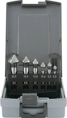 Immagine prodotto di TOOLCRAFT 1614138 Countersink set 6-piece 6.3 mm, 8.3 mm, 10.4 mm, 12.4 mm, 16.5 mm, 20.5 mm HSS Cylinder shank 1 pc(s)