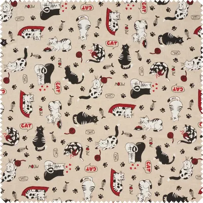 Produktbild von Dekostoff Leinenoptik "Cats", 140 cm breit, Meterware