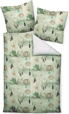 Produktbild von Janine Design Mako-Satin Bettwäsche-Garnitur modern art 42081 Farbe subtiles grün-06 Größe 155X220+80x80cm