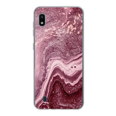 Produktbild von MuchoWow® Handyhülle Schutzhülle Hülle für Samsung Galaxy A10 Naturstein - Rosa - Glitter Silikon Softcase Handy Hülle - Schutzhülle
