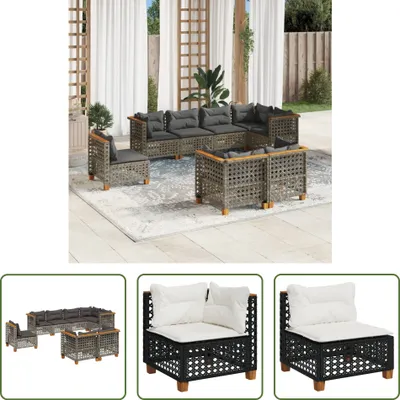 Produktbild von The Living Store 8-tlg. Garten-Sofagarnitur mit Kissen Grau Poly Rattan