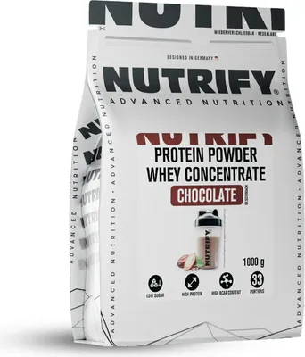 Produktbild von NUTRIFY Whey Proteinpulver Konzentrat Schoko 10 x 1kg Vorteilspack - Eiweißpulver