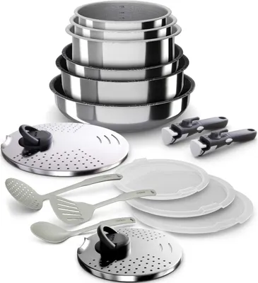 16-tlg. Kochset mit Töpfen, Pfannen, abnehmbaren Griffen, Induktion
