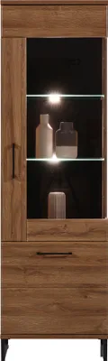 Produktbild von Furniture24 Vitrine rechts IVO IV7 Schrank Wohnzimmerschrank Vitrinenschrank mit 1 Tür und Led Beleuchtung