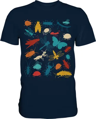 Produktbild von Bunte Insekten Käfer T-Shirt – Navy / 3XL