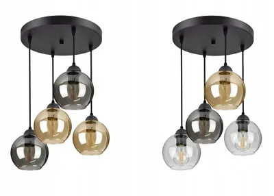 Produktbild von LUXOLAR Pendelleuchte 4-flammig E27 Schwarz Glasschirme höhenverstellbar