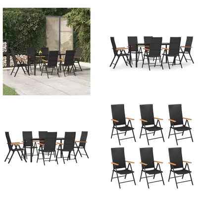 Produktbild von vidaXL 7 tlg. Garten Essgruppe Schwarz und Braun Poly Rattan - Garten Essgruppe - Garten Essgruppen - Outdoor Essgruppe - Terrasse Essgruppe